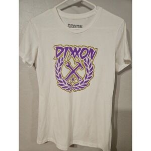 Dixxon Flannel Company Women's Size Large White Purple And Gold T-shirt
